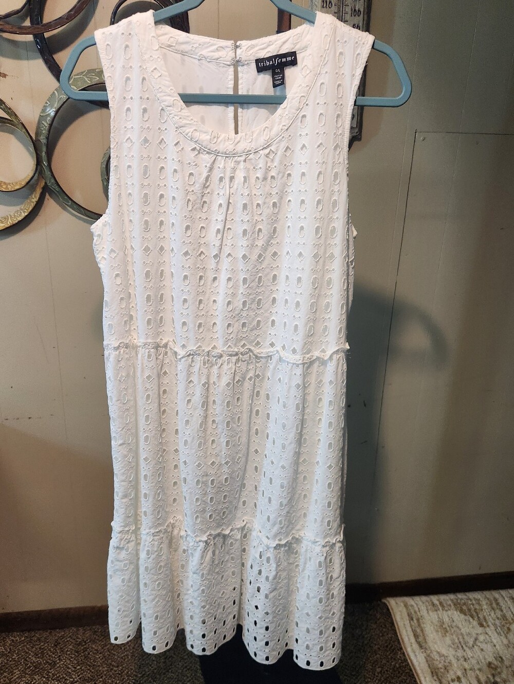 Tribal Femme Adorable White Eyelet Sleeveless Dress